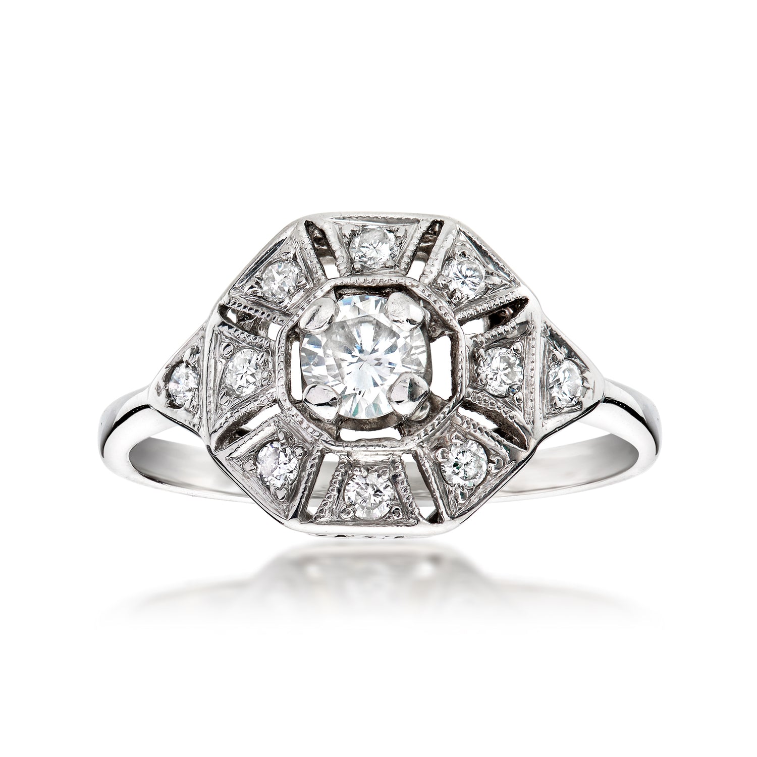 C. 1980 Vintage .50 ct. t.w. Diamond Ring in 14kt White Gold