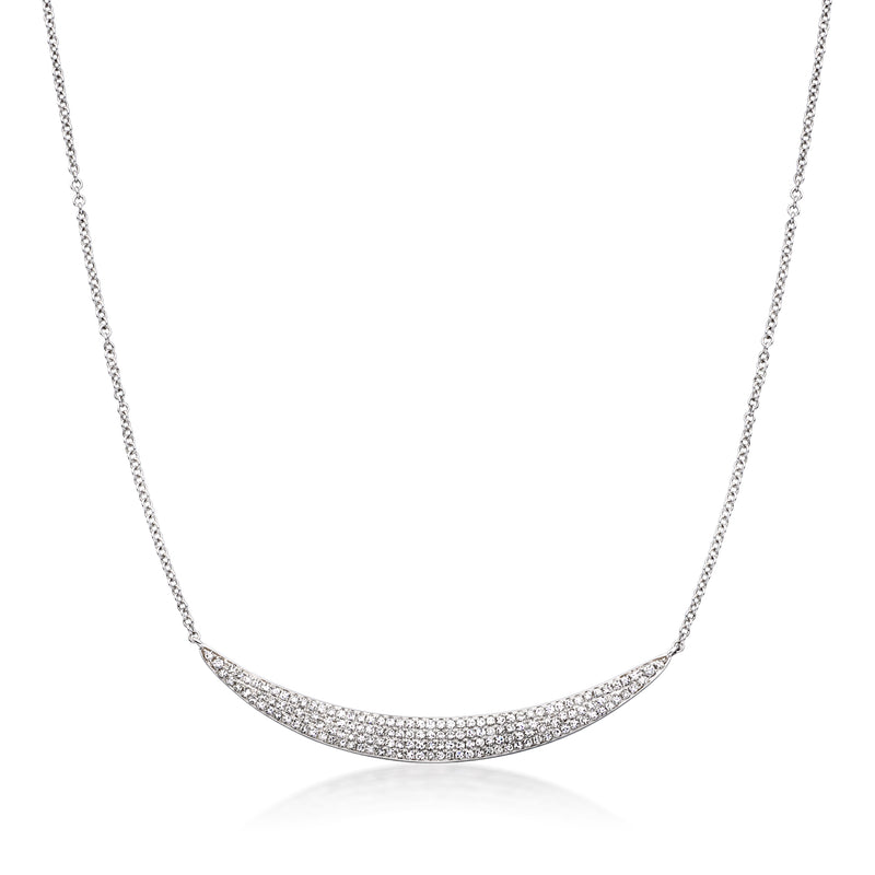 Diamond curved bar necklace in 14kt white gold