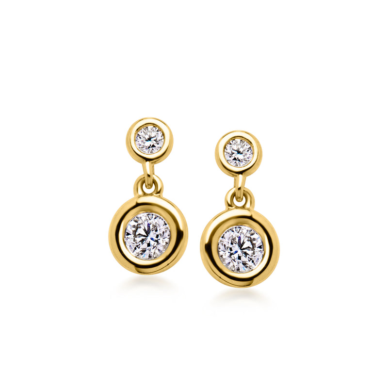 18kt gold over sterling bezel-set lab-grown diamond drop earrings, post style