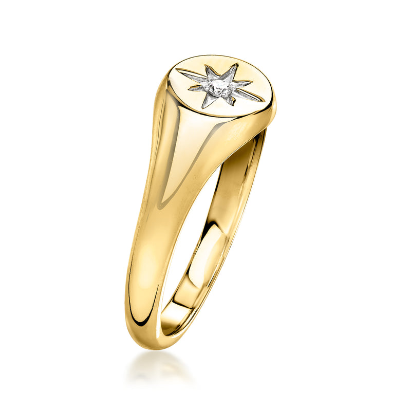 18kt gold over sterling ring with star lab-grown diamond in oval top setting