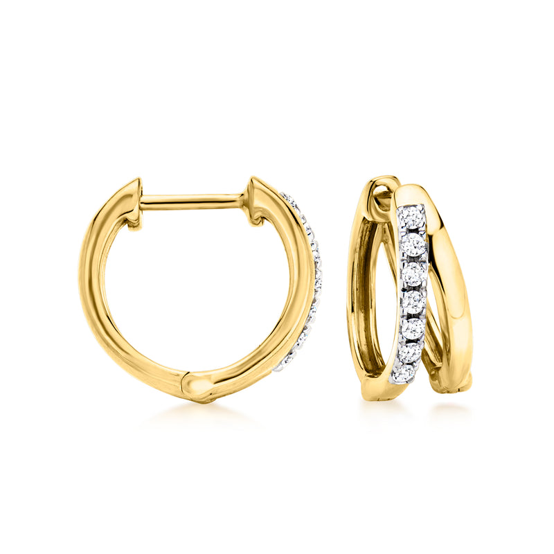 Lab-grown diamond double-hoop earrings in gold over sterling, with pavé side rows
