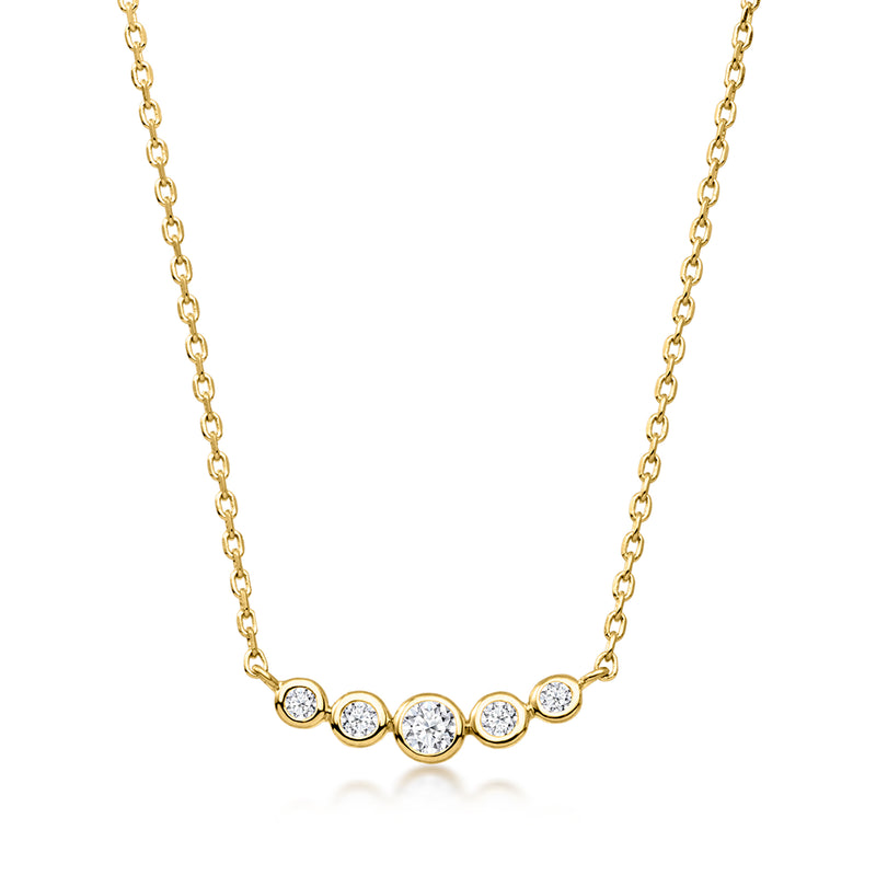 18kt gold over sterling necklace with bezel-set round diamonds in a line