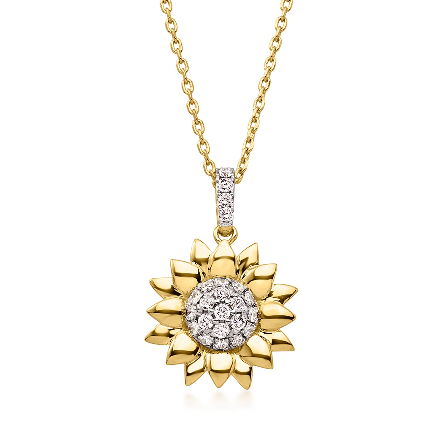 .25 ct. t.w. Lab Grown Diamond Sunflower Pendant Necklace in 18kt Gold Over Sterling