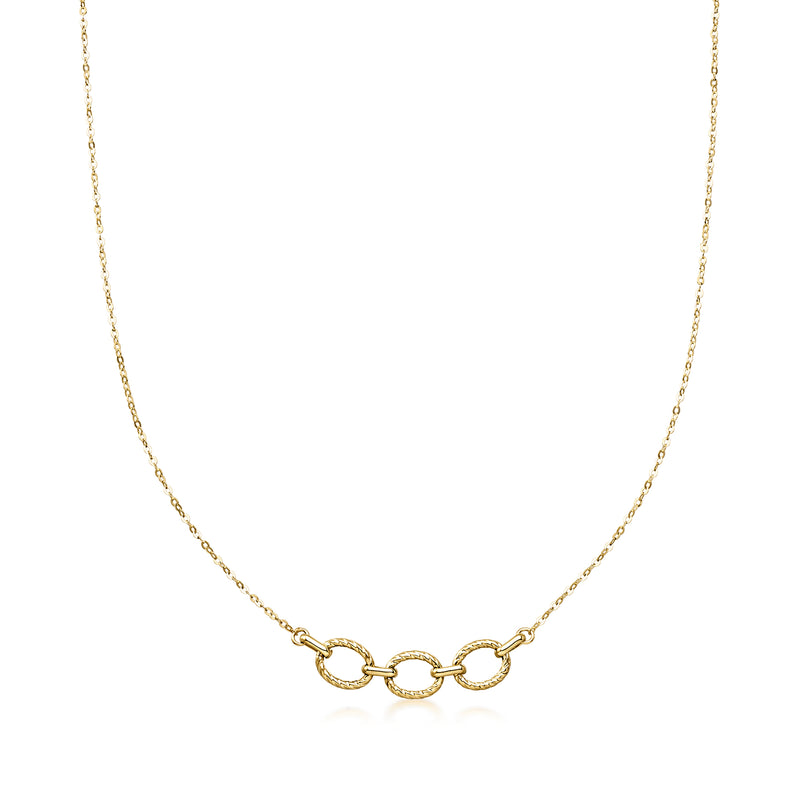10kt yellow gold paper clip link trio necklace with oval linked chain