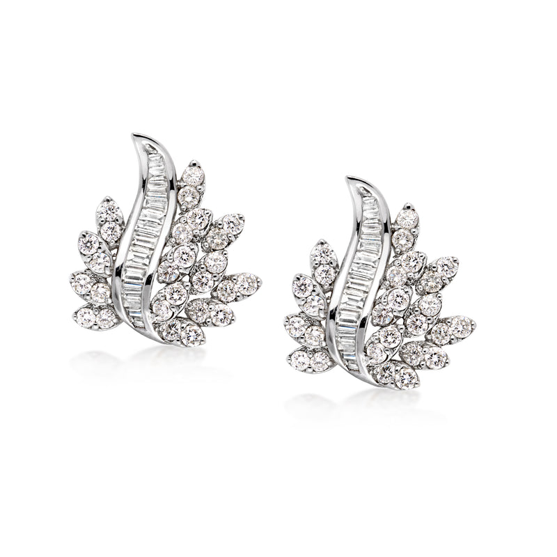 Vintage diamond spray earrings in 14kt white gold