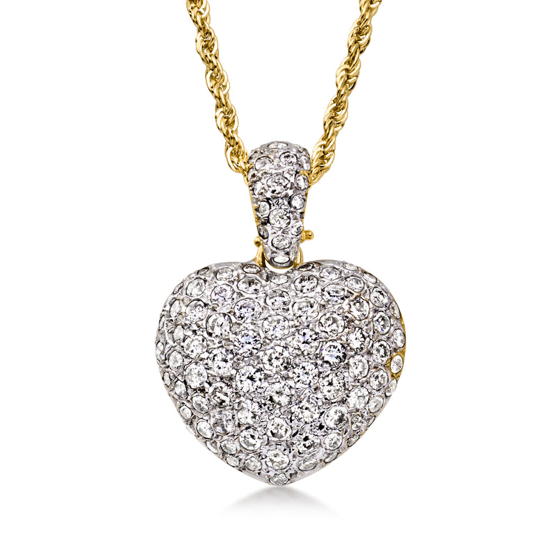Diamond heart pendant necklace in 14kt yellow gold