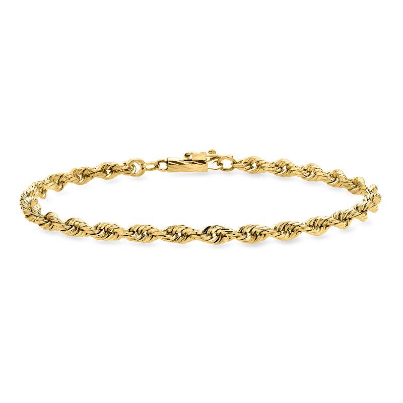 Yellow gold rope-chain bracelet with toggle clasp, polished braided links