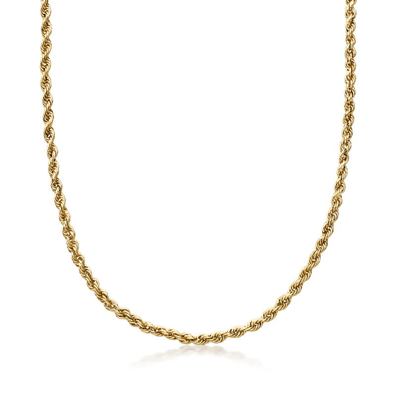 Yellow gold rope-chain necklace, tight twisted links, no pendant
