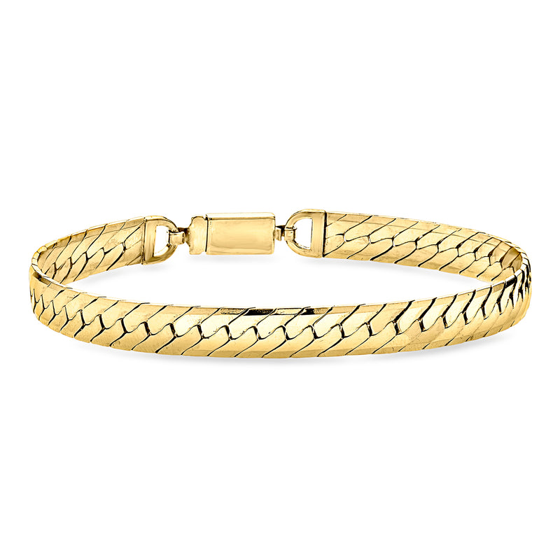 14kt yellow gold herringbone bracelet with rectangular box clasp