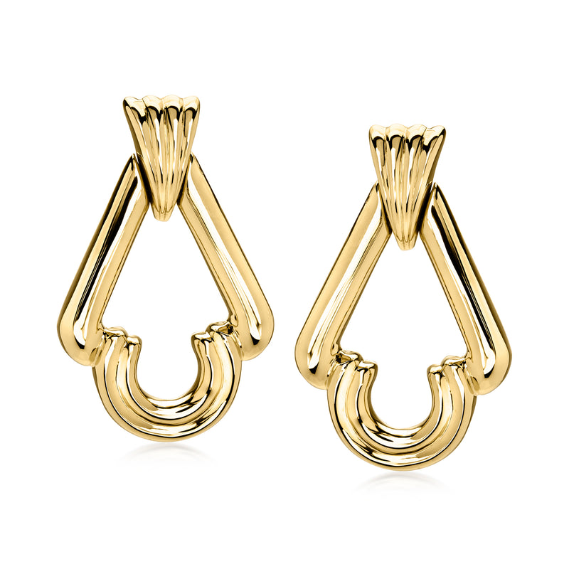 14kt yellow gold doorknocker hoop earrings with clip/post back