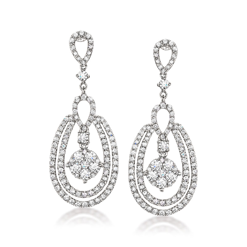 Vintage diamond drop earrings in white gold