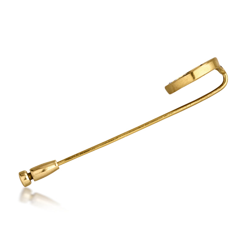 Yellow gold pharaoh stick pin with hinged clasp back