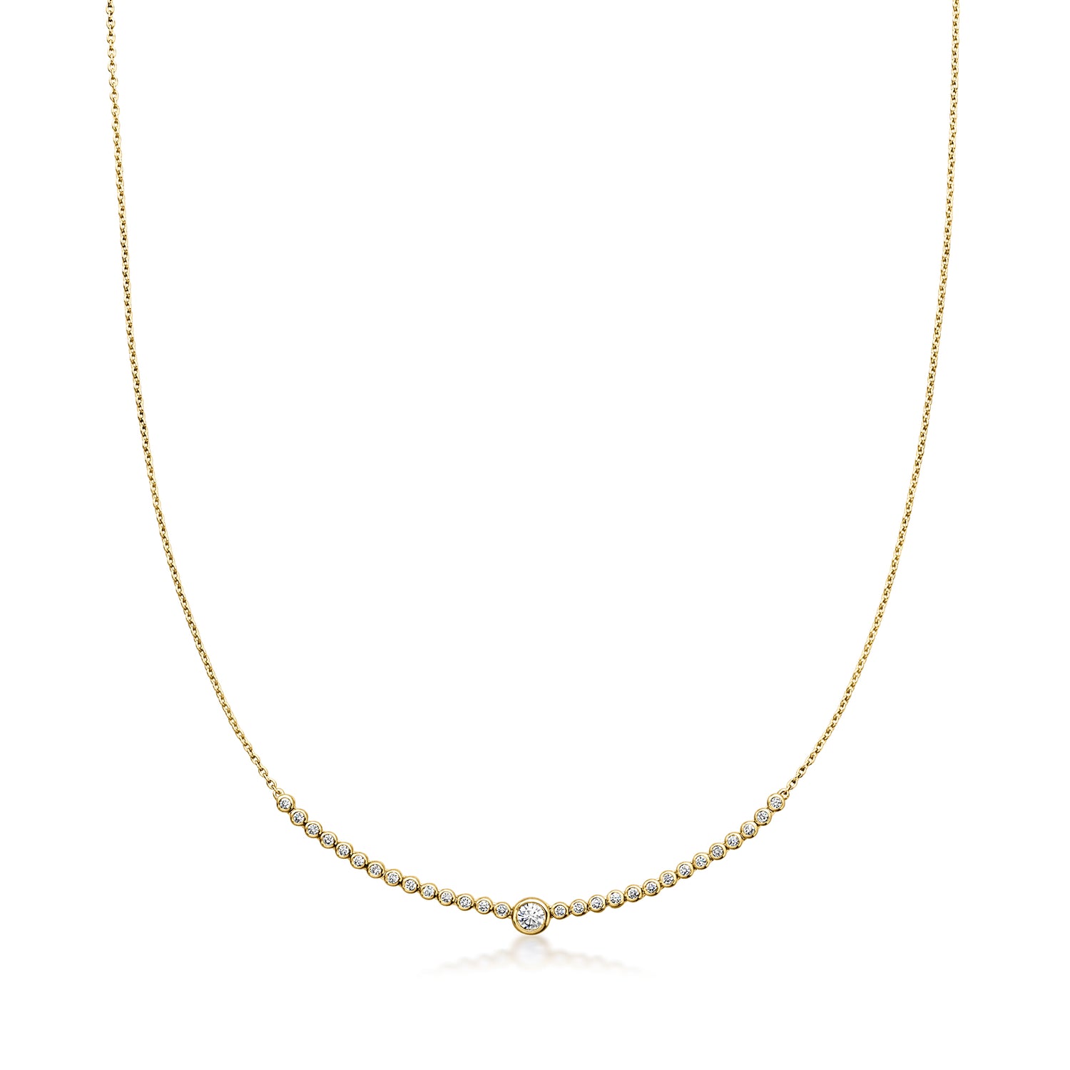 .50 ct. t.w. Bezel-Set Lab Grown Diamond Curved Bar Necklace in 18kt Gold Over Sterling