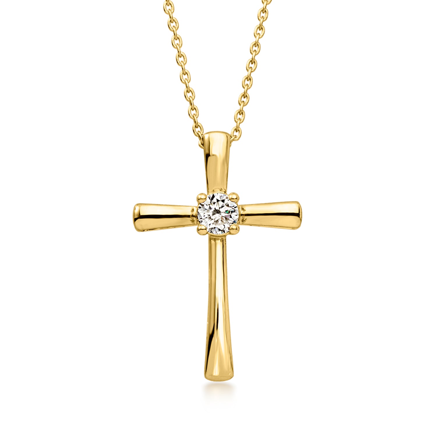.25 Carat Lab Grown Diamond Cross Pendant Necklace in 18kt Gold Over Sterling
