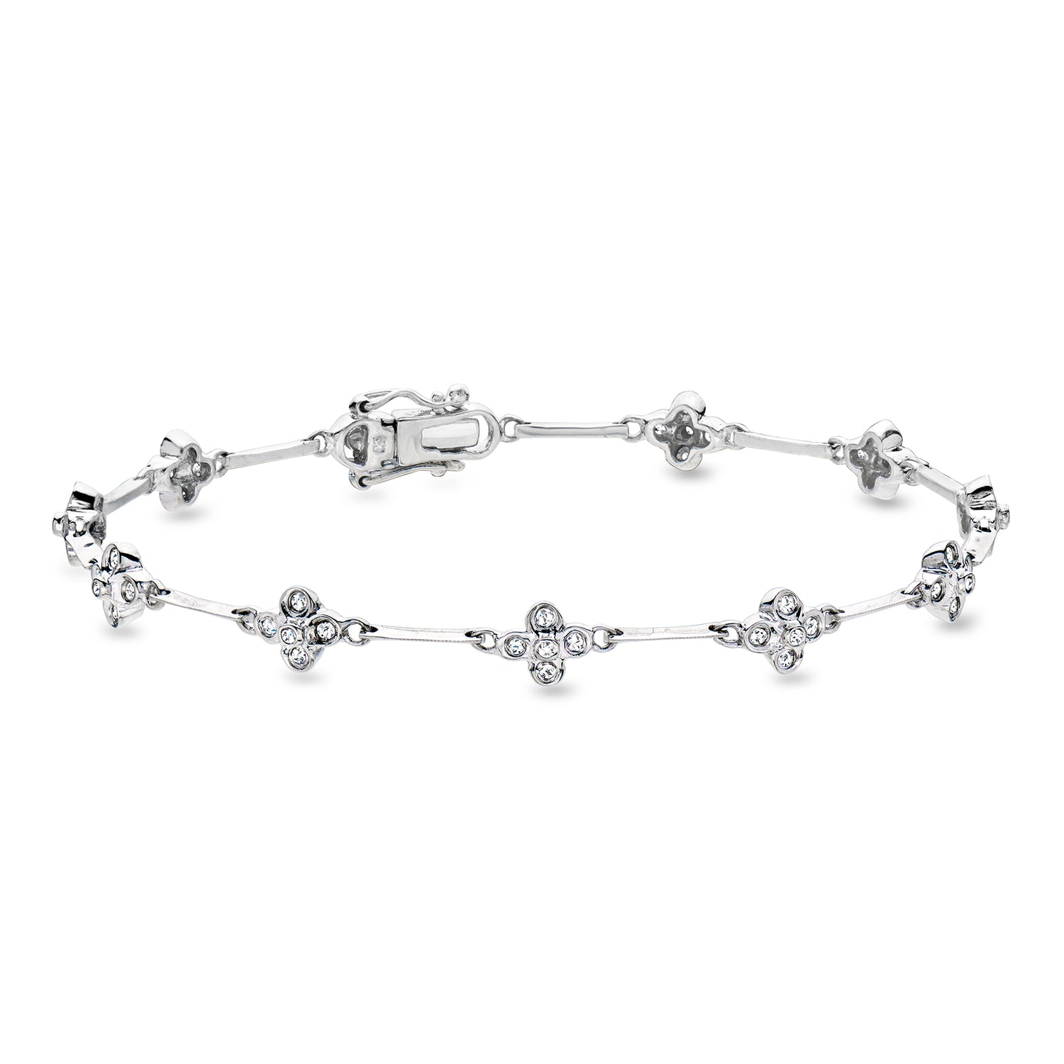 C. 1990 Vintage .40 ct. t.w. Diamond Flower Station Bracelet in 14kt White Gold