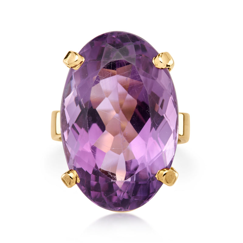 C. 1980 Vintage 23.50 Carat Amethyst Ring in 14kt Yellow Gold. Size 6
