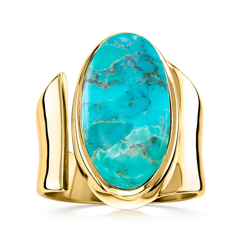 Turquoise Wrap Ring in 18kt Gold Over Sterling