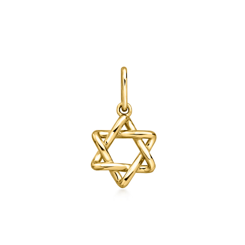 10kt yellow gold Star of David charm with loop bail and textured star design