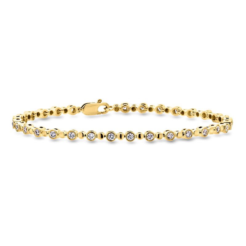 18kt gold over sterling bracelet with bezel-set round lab-grown diamonds and bead stations