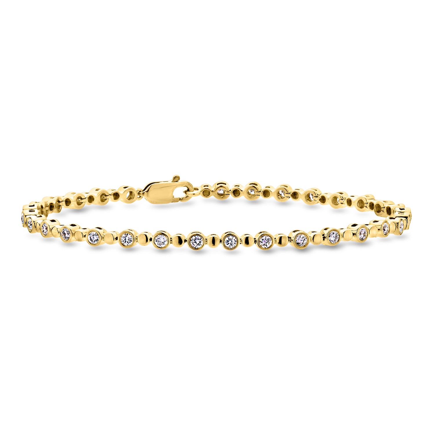 1.00 ct. t.w. Bezel-Set Lab Grown Diamond Bead Station Bracelet in 18kt Gold Over Sterling
