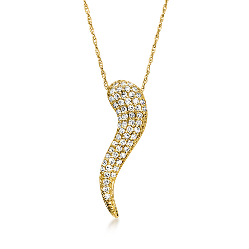 10kt yellow gold horn diamond pendant necklace with round lab-grown stones