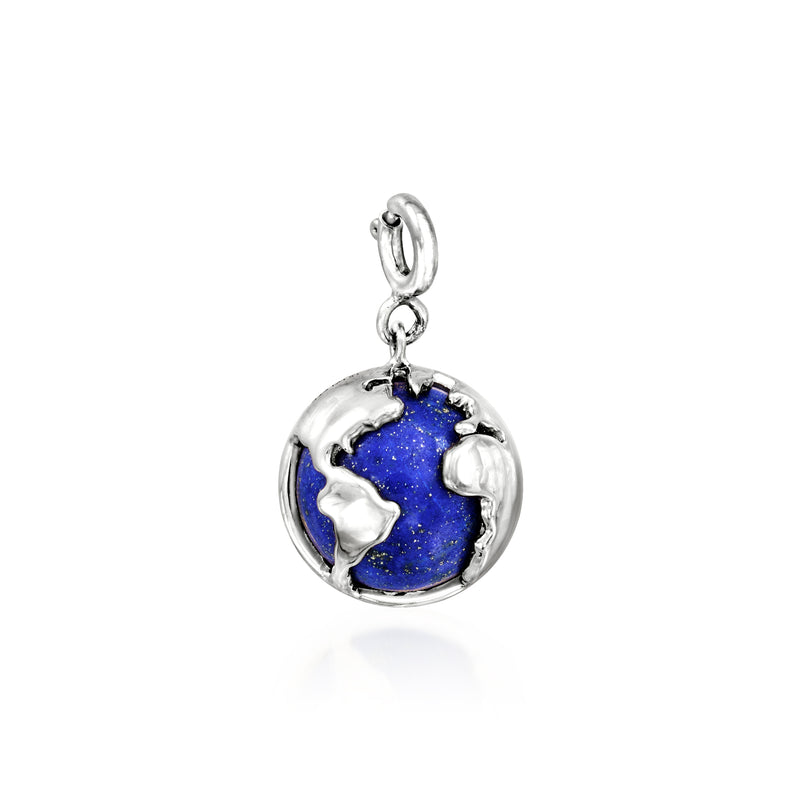 Lapis and Sterling Silver Globe Charm