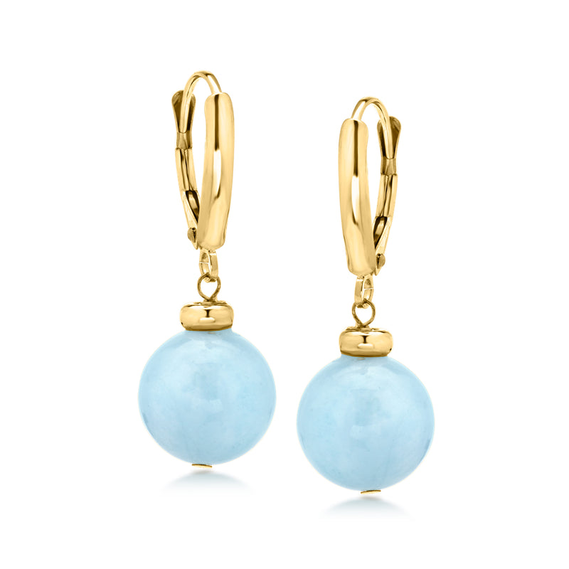 16.00 ct. t.w. Aquamarine Bead Drop Earrings in 10kt Yellow Gold