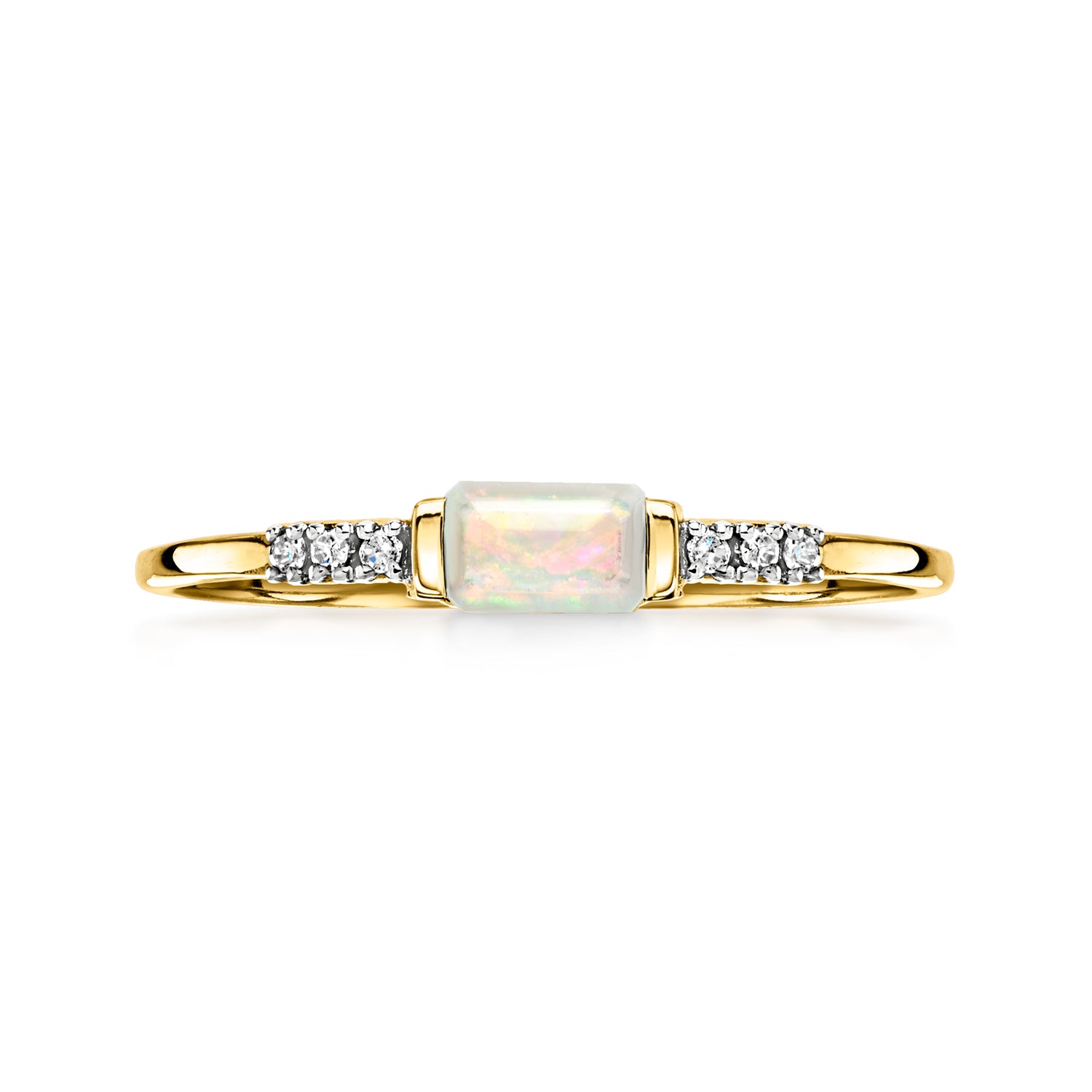 Opal Ring with Diamonds in 10kt Yellow Gold