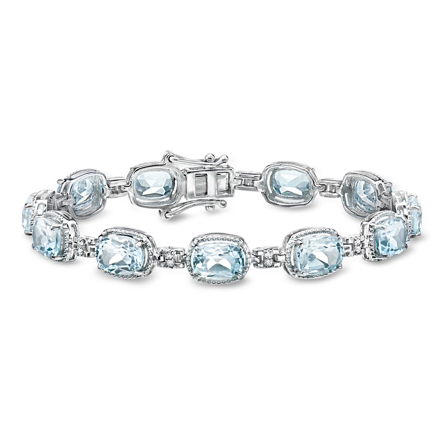 15.00 ct. t.w. Sky Blue Topaz Bracelet with .20 ct. t.w. White Topaz in Sterling Silver