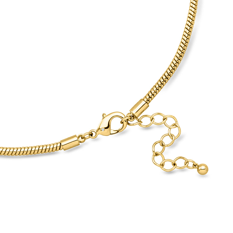 Gold-plated chain necklace with lobster clasp and extended ring for adjustment