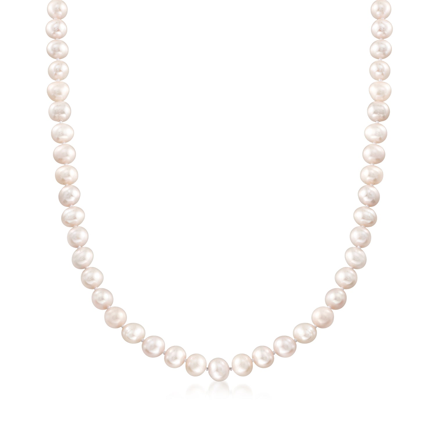 7-8mm Cultured Pearl Necklace with 18kt Gold Over Sterling