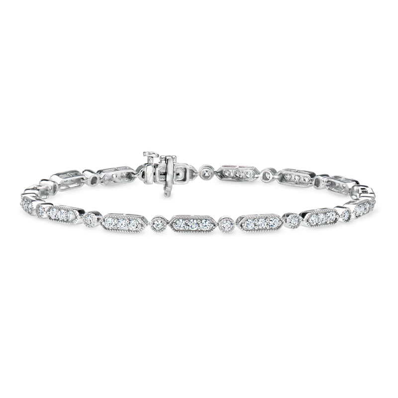 Sterling silver diamond tennis bracelet with oval and round lab-grown accents