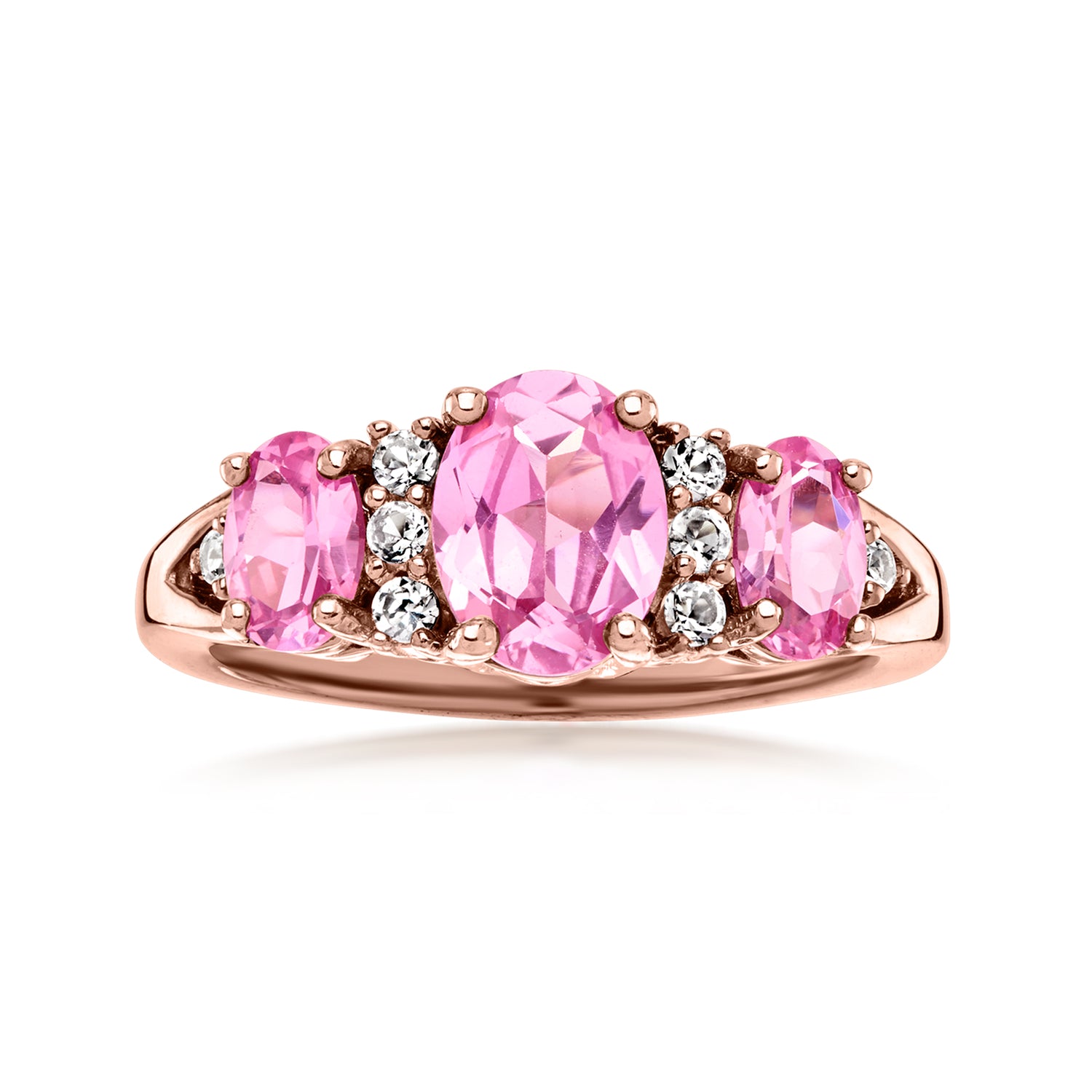 C. 2000 Vintage 2.55 ct. t.w. Pink and White CZ Ring in 14kt Rose Gold Over Sterling