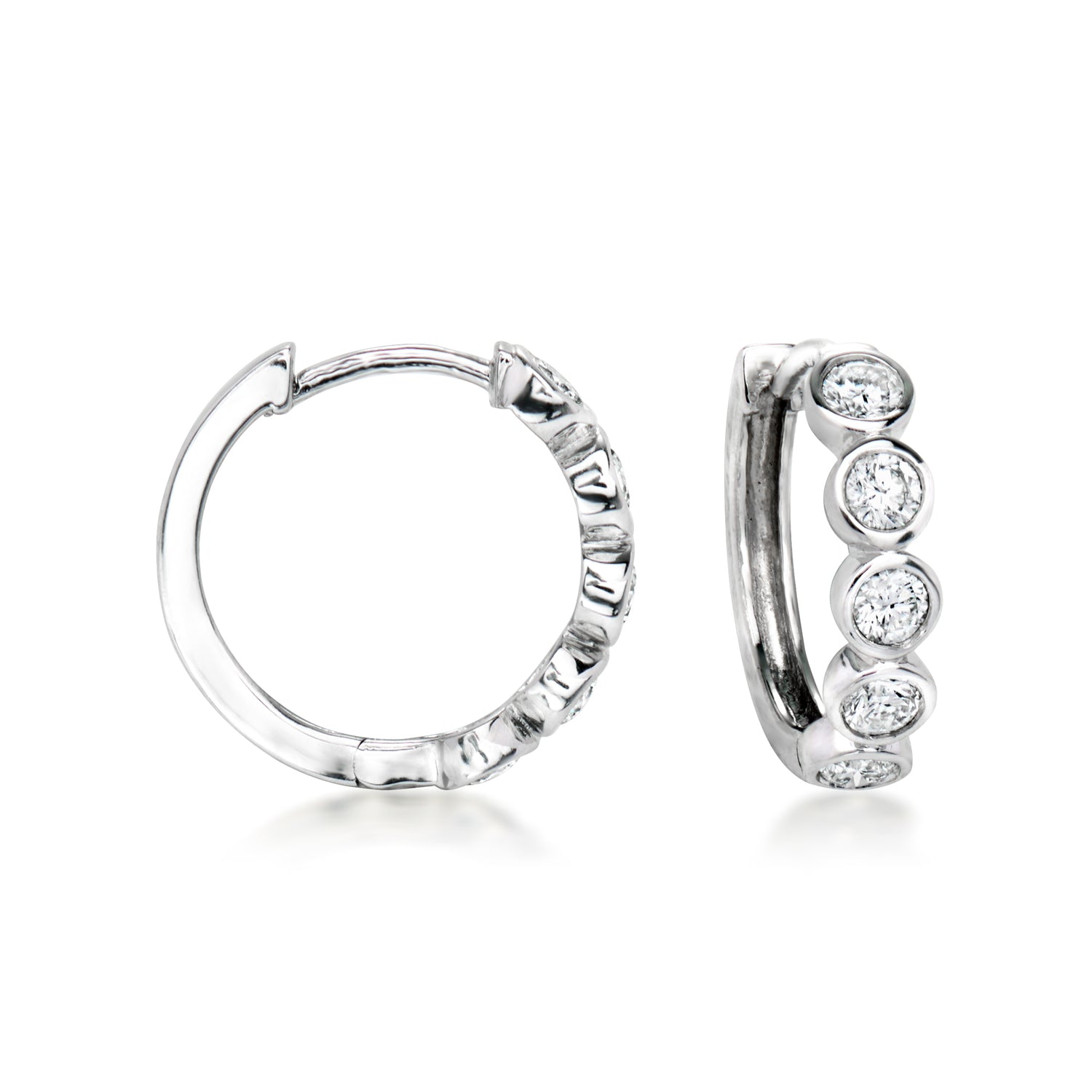 .50 ct. t.w. Bezel-Set Lab Grown Diamond Hoop Earrings in Sterling Silver