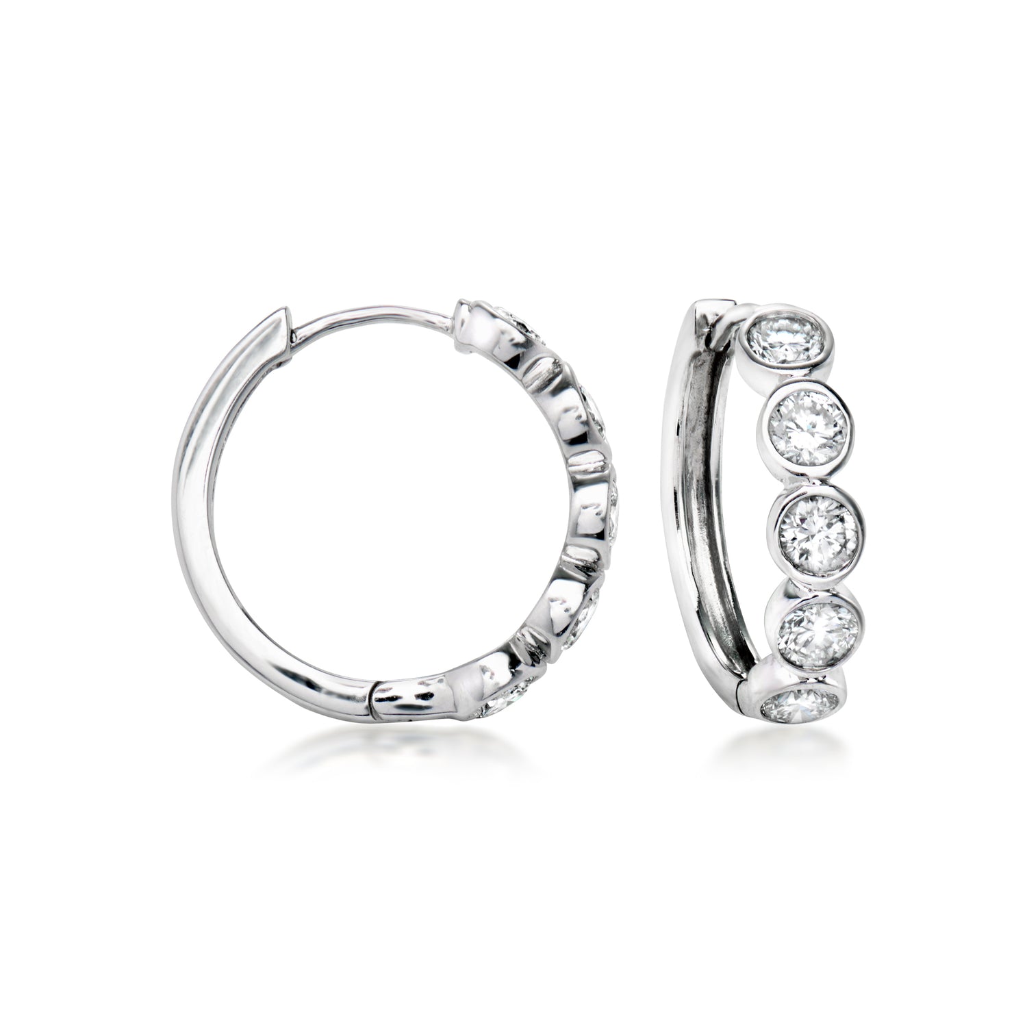 1.00 ct. t.w. Bezel-Set Lab Grown Diamond Hoop Earrings in Sterling Silver
