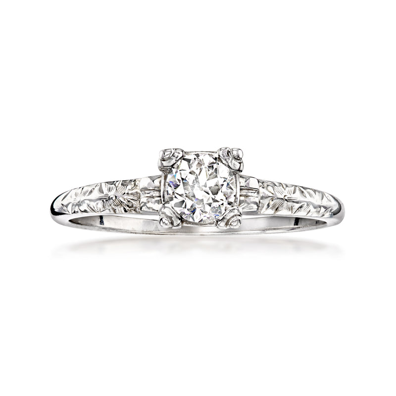 18kt white gold solitaire diamond ring with round center stone