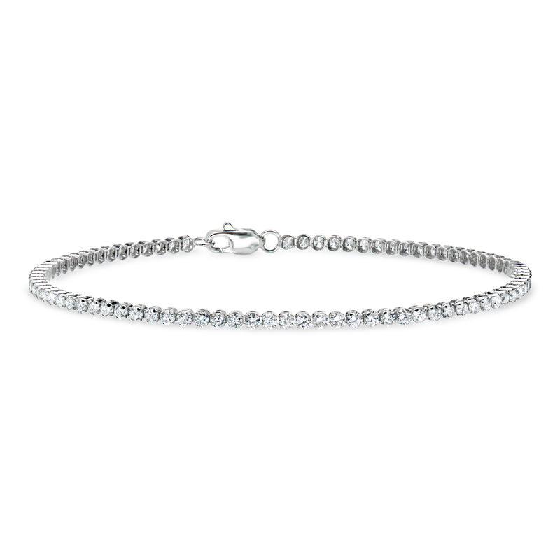 14kt white gold tennis bracelet with round lab-grown diamond tennis row