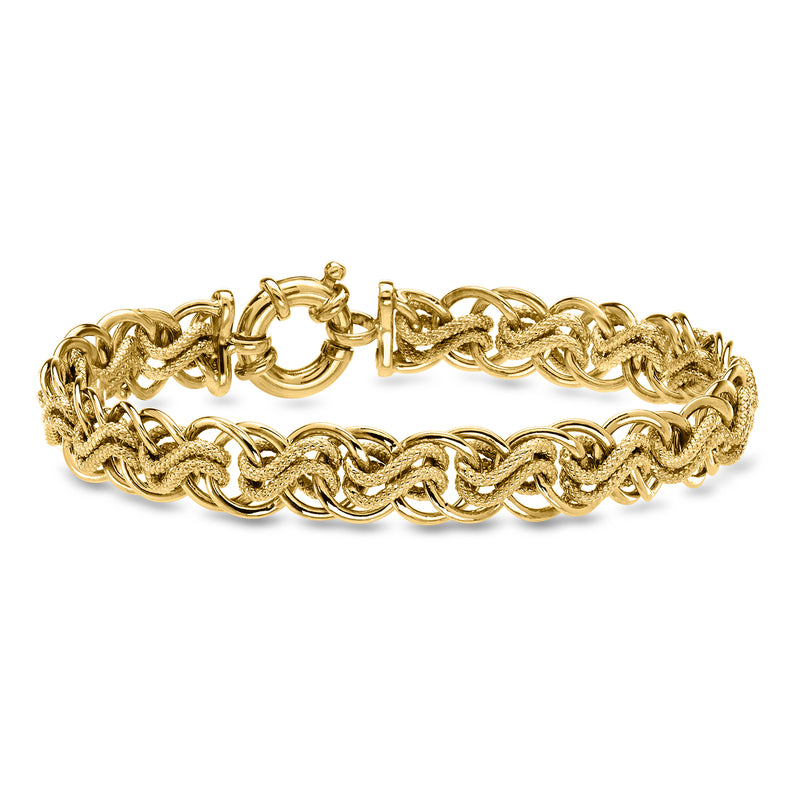 Vintage 14kt yellow gold fancy link bracelet with interwoven design clasp