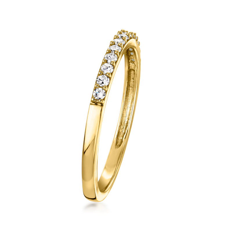 10kt yellow gold diamond hoop-style band with round stones along the edge