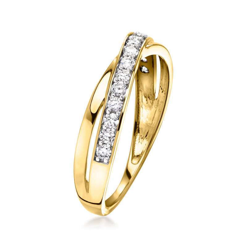 Lab-grown diamond crisscross ring in 10kt yellow gold