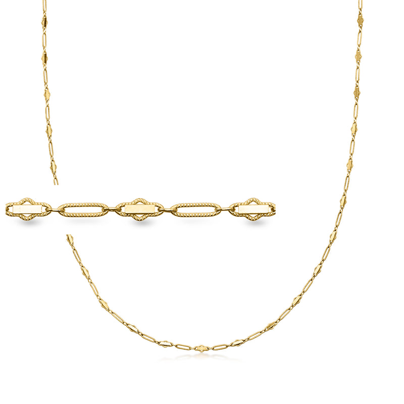14kt yellow gold fancy-link chain necklace with interlocking patterned links