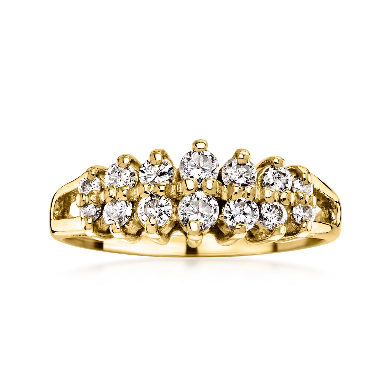 C. 1990 Vintage .55 ct. t.w. Diamond Two-Row Ring in 14kt Yellow Gold