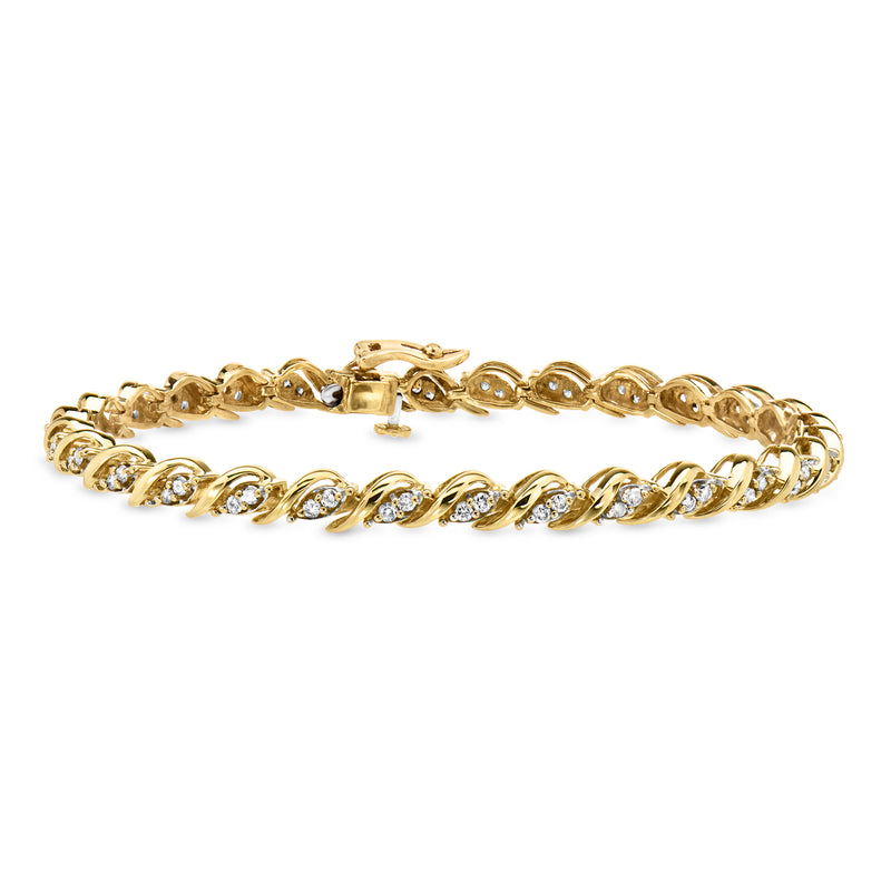 Vintage 10kt yellow gold diamond bracelet with oval links and round diamond accents