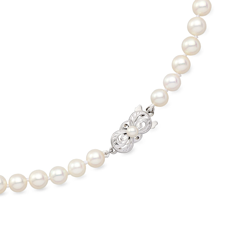 Vintage Mikimoto cultured pearl necklace with ornate clasp and 4–6mm pearls