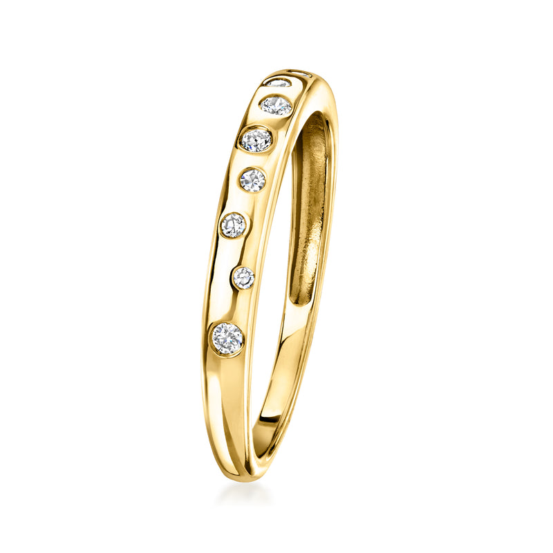 18kt gold over sterling diamond ring with round stones along the band edge