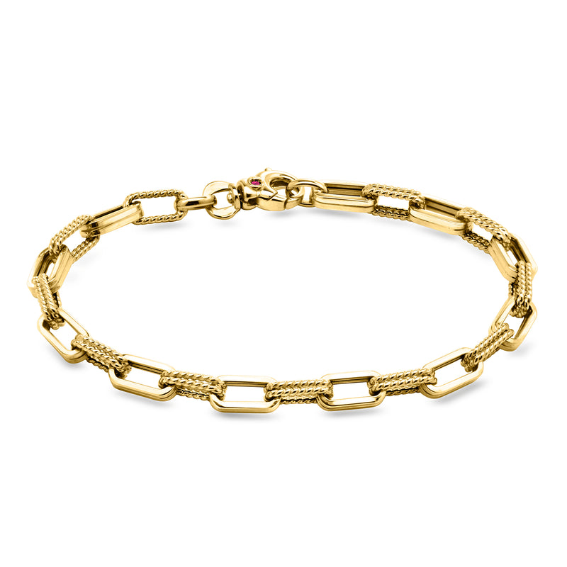 Roberto Coin 18kt yellow gold rectangular link bracelet with fluted ridged alternating links