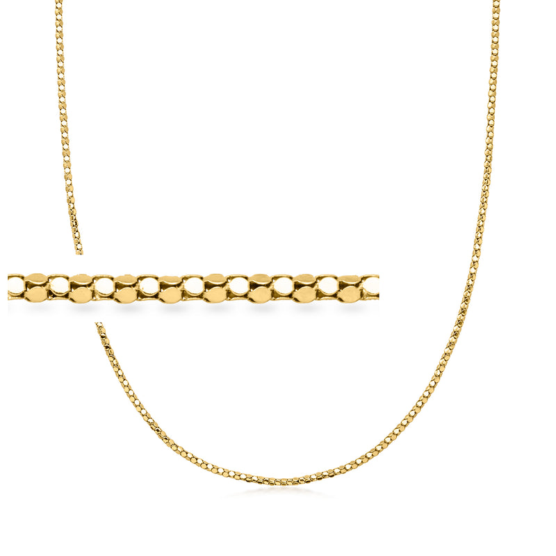 14kt yellow gold popcorn-chain necklace with small round links