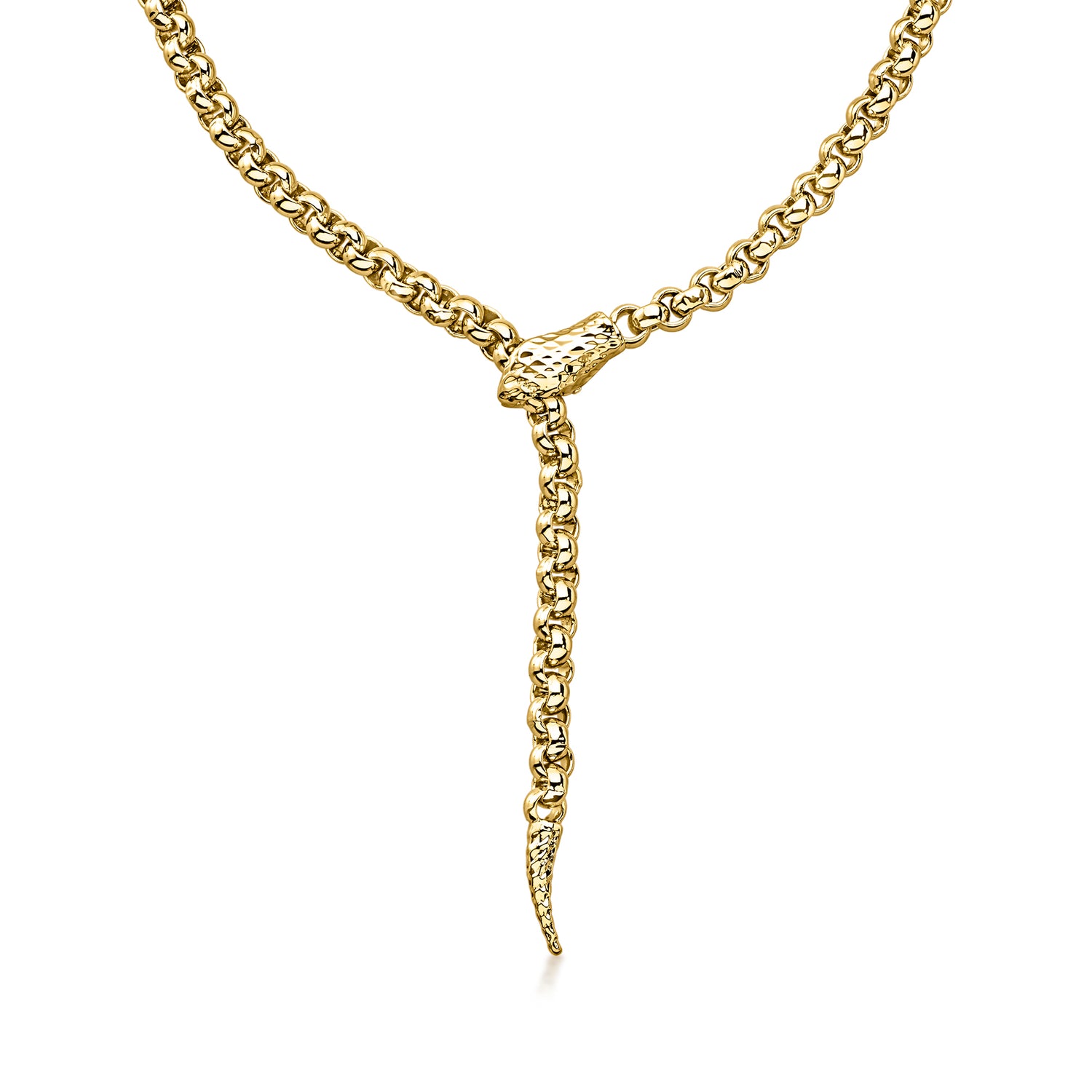 Italian 14kt Yellow Gold-Plated Rolo-Link Adjustable Snake Necklace