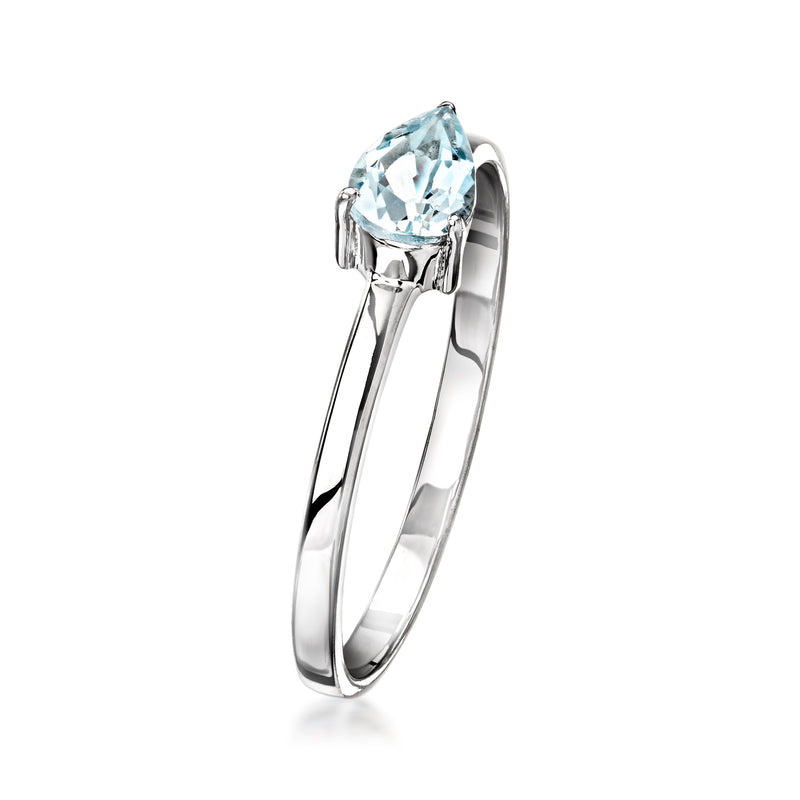 Pear-shaped aquamarine ring in 10kt white gold, raised four-prong setting
