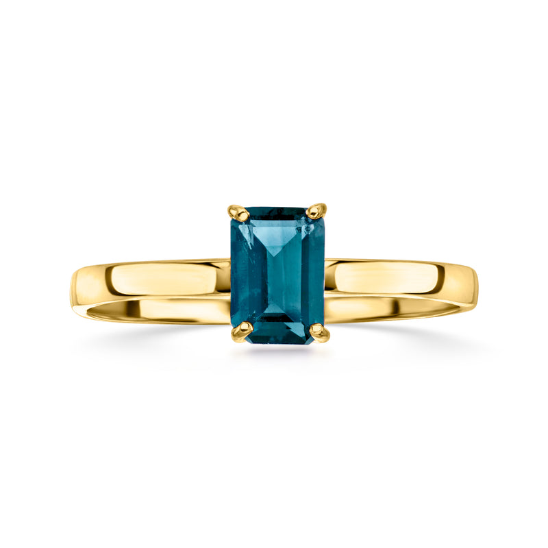 .70 Carat London Blue Topaz Ring in 10kt Yellow Gold
